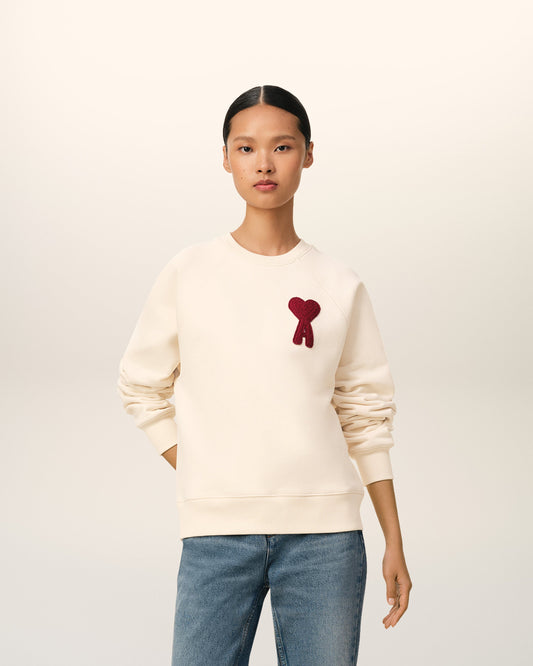 Beige Cotton Ami de Coeur Patch Sweatshirt